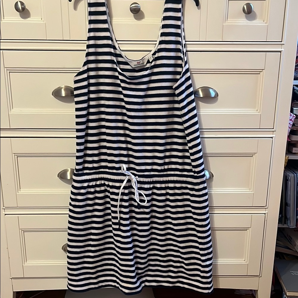 Striped Sleeveless Dress with Drawstring